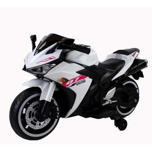 Photo 1 of Kids Ride On Motorcycle,12V 550W Electric Ride On Motorcycle,1.8-3.2 Mph Speed,Battery Powered Motorcycle w/Training Wheels, Manual Throttle,Led Lights, Music,USB,Mp3 White