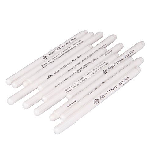 Air Erasable Fabric Marking Pen Disappearing Ink Makring Pen Fabric Marker Water Soluble Ink for Embroidery Cross Stitch Handicarft Needlework Quilting Tracing and Stitching, White Ink, Pack of 12