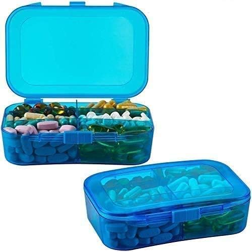 Pill Organizer Case, (Pack of 2) Portable 6 Compartment Daily Travel Medicine Reminder Box for Your Pills Medications