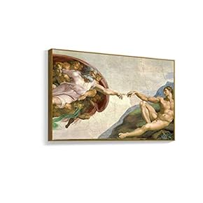 Framed Canvas Wall Art for Living Room, Bedroom The Creation of Adam Canvas Prints for Home Decoration Ready to Hanging - 16"x24" inches