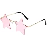 FUNUPUP Star Shape Sunglasses Rimless Transparent Star Sun Glasses for Women and Men Party