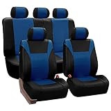 FH Group PU003BLUE115 Blue Racing Style Faux Leather Seat Cover (Full Set Airbag compatible and Split Bench)