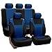 FH Group PU003BLUE115 Blue Racing Style Faux Leather Seat Cover (Full Set Airbag Compatible and Split Bench)