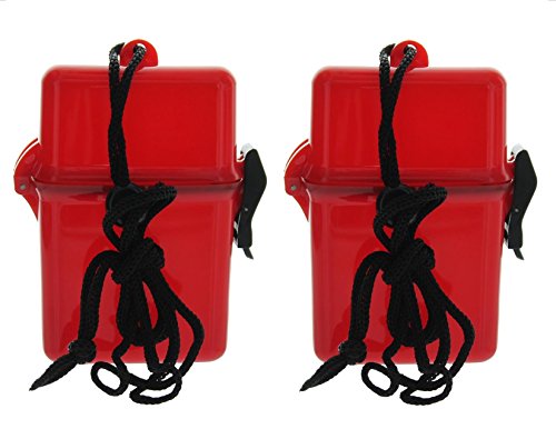 VAS WATERPROOF DUST RESISTANT SPORTS DRY BOX CASE | ID HOLDER | CREDIT CARDS | LANYARD | MONEY | BADGE | CRUISE | TRAVEL | BEACH | POOL | BOATING (RED, TWO PACK)