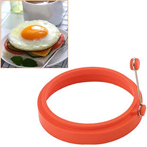Transser Silicone Egg & Pancake Rings with Handles Nonstick Fried Frying, Round Egg Cooker Maker, Non Stick Fried Egg Ring Use for Frying Eggs, Kitchen Cooking Tools