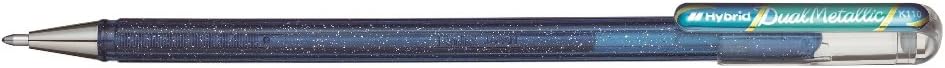 Pentel K110 Hybrid DualMetallic Gel Rollerball, 1.0mm Tip, Blue/Metallic Green (Single Pen), blau/met. grün