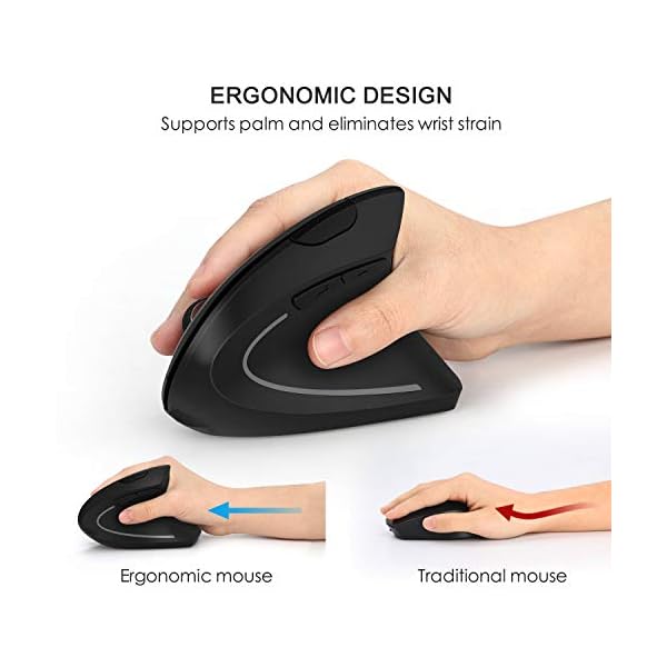 Ergonomic-Bluetooth-Mouse-Jelly-Comb-MV014B-24G-Wireless-Rechargeable-Vertical-Mice-and-Bluetooth-40-Mouse-with-3-Adjustable-DPI-100016002400-Black Ergonomic Bluetooth Mouse, Jelly Comb MV014B 2.4G Wireless Rechargeable Vertical Mice and Bluetooth 4.0 Mouse with 3…