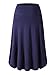 VETIOR Womens Fold Over Waist Knee Length A-Line Flared Midi Skirt (Medium, Navy)