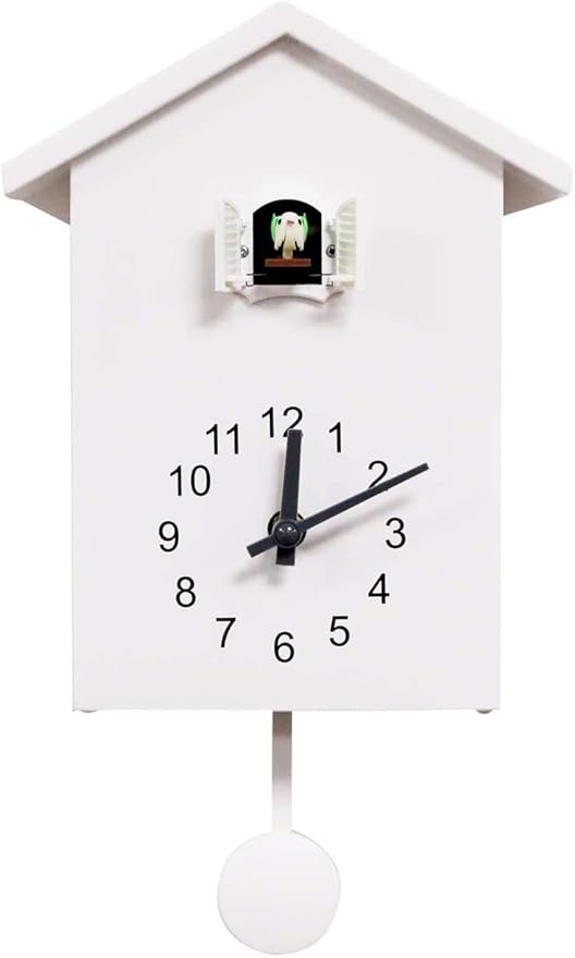 Amazon Co Jp 鳩時計 かわいい鳥の時計 シンプルなデザイン 大カッコウ時計 1時間ごとに報告する 壁飾り 掛け時計 White ホーム キッチン