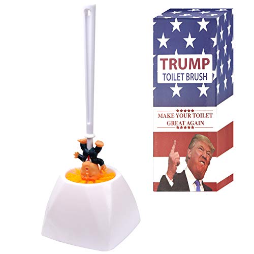 Donald Trump Toilet Brush Bowl with Holder, Funny Gag Gift for Your
