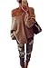 OYANUS Women's Casual Off Shoulder Long Sleeve Loose Cable Knit Pullover Sweater L Khaki