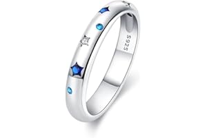 TINSLO Silver Ring 925 Silver Rings for Women Colorful Cubic Zirconia Ring Wide Set Ring for Women Fashion Ring as Gift Ring Sterling Silver Rings Size 6-9