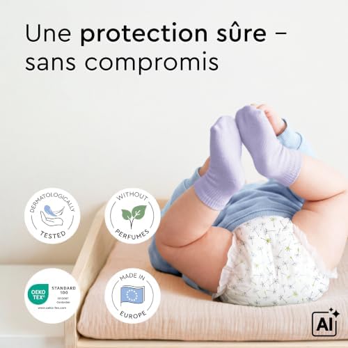 - Couches Bébé Hypoallergéniques, Taille 3 (6+ kg), Box mensuelle (174 pièces), Ultra Douces et Absorbantes, sans Parfum et Lotion pour les peaux sensibles, Testées dermatologiquement