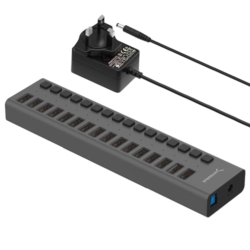 Sabrent 16-Port USB 3.0 Data HUB and Charger with Individual switches [90 Watts] (HB-PU16)