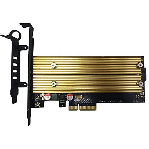 GLOTRENDS M.2 PCIe NVMe or PCIe AHCI SSD to PCIe 3.0 x 4 and M.2 SATA SSD to SATA III Adapter Card with Heatsink (PA07)