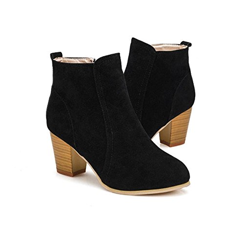 Women Bootie,FTXJ Ladies Business Casual Ankle Boots With 8cm High Heels Shoes (8, Black) - Thumbnail 2