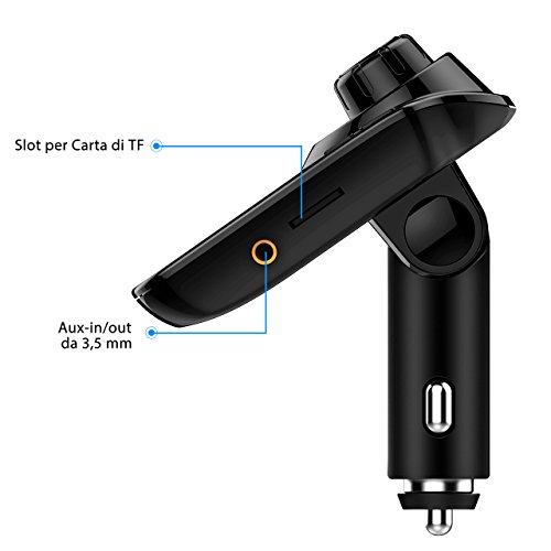Mpow Trasmettitore FM Bluetooth, FM Trasmettitore per Auto Radio Adattatori Vivavoce Car Kit per Scheda TF, USB Port, Micro SD Card, U Disk, Cellulari, Tablet Portatile, Altri Dispositivi Bluetooth