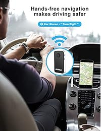 Mpow Receptor Bluetooth, juego de manos libres y adaptador Bluetooth Streambot para auto, miniadaptador inalámbrico para música para el hogar sistema de audio estéreo para auto, Negro