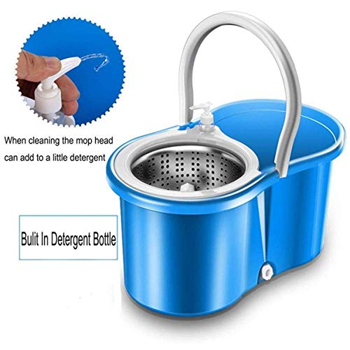 Aootek Upgraded Stainless Steel Deluxe 360 Spin Mop & Bucket Floor Cleaning System Included EasyPress Handle with 3 Microfiber Mop Heads - Thumbnail 3