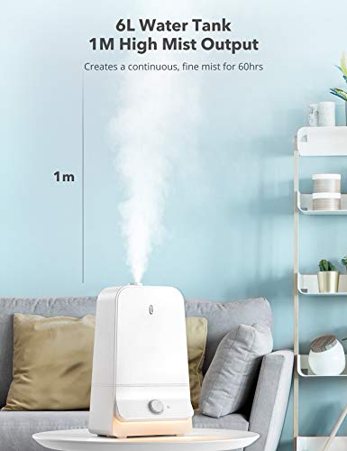 TaoTronics Humidifier for Bedroom Babies, 26dB Ultra Quiet, High Output 6L for Home Large Room, Nigh - //coolthings.us