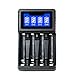 AA Battery Charger, IMOE Smart LCD Display 4 Bay AAA AA batteries Charger with USB Port for Ni-MH Rechargeable Batteries Build in Intelligent Circuits Protection