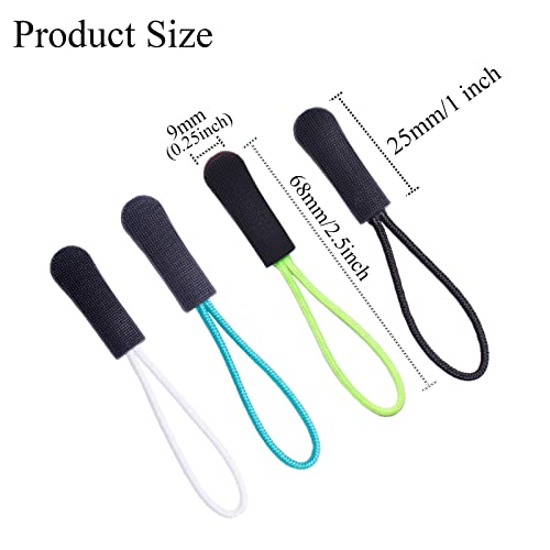 J.CARP 60PCS Blue Zipper Pulls, Upgraded Zipper Pull Replacement Zipper Tab Tags Cord Extension Fixer for Luggage, Backpacks, Jackets, Purses, Handbags