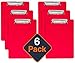 Plastic Clipboards (Set of 6) Multi Pack Clipboard (Red) Strong 12.5 x 9 Inch | Holds 100 Sheets! Acrylic Clipboards with Low Profile Clip | Cute Aesthetic College School Supplies for Girls and Boys