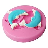 FOUR-C Silicone Cupcake Mold Dolphins Cake Decor Mould Color Pink