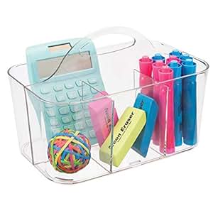 mDesign Organizador de escritorio con asa incorporada para guardar