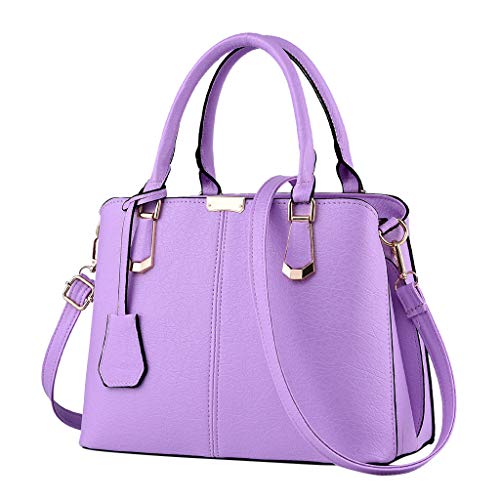 Shoulder Bags,AgrinTol Women Large Capacity Simple Fashion Top Handle Satchel Tote Purse (Purple)