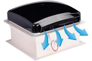 hurrventer Build-in Rain Shield RV Roof Fan Vent 10-speed 12V 14'' Reversible Manual Open with Tail