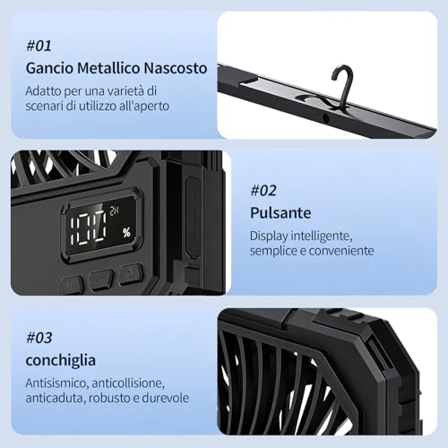 20000mAh Battery Powered Portable Camping Fan, 8 Inch Rechargeable Travel Fan, Up to 82 Hours Battery Life, Suitable for Bedroom, Outdoor