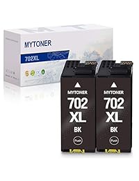 MYTONER Remanufactured Ink Cartridge Replacement for Epson 702XL 702 XL T702XL T702 for Workforce Pro WF-3720 WF-3720DWF WF-3730 WF-3733 All-in-One Printer (Black, 2-Pack)