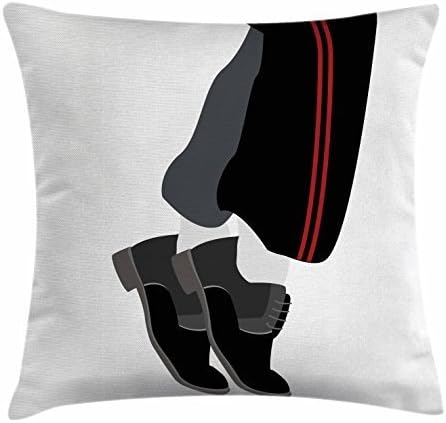 Michael Jackson Decor Throw Pillow Cushion Cover by Ambesonne, Moonwalk of Michael Jackson Music Idol Iconic Star Illustration, Decorative Square Accent Pillow Case, 16 X 16 Inches, Black White Red