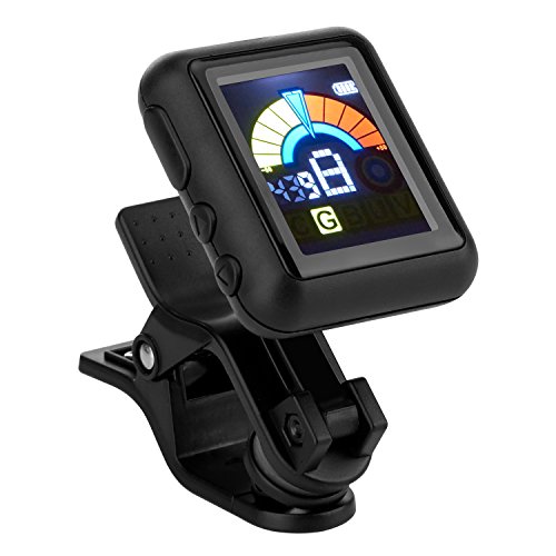 Rechargeable Clip-on Tuner (Metro Tuner), Metronome Two Function 360 Degree Rota-table Colorful Display Digital Tuner for Guitar/Bass/Violin/Ukulele/Chromatic Tuning with USB Cable
