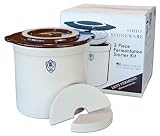 OHIO STONEWARE 12065 Crock Set2gl 3pc Brn/Wht 1 Bristol