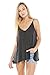 Alexander + David Womens Casual V-Neck Cupro Spaghetti Strap Open Back Loose Fit Flowy Tunic Top