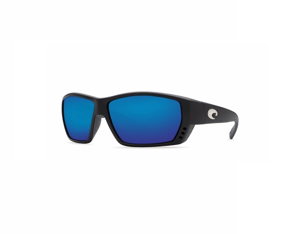 Costa Del Mar Tuna Alley Sunglasses Matte Black Blue Mirror 580 Glass