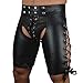 FEESHOW Men's Faux Leather Lace up Shorts Pants Jockstrap Underwear Briefs