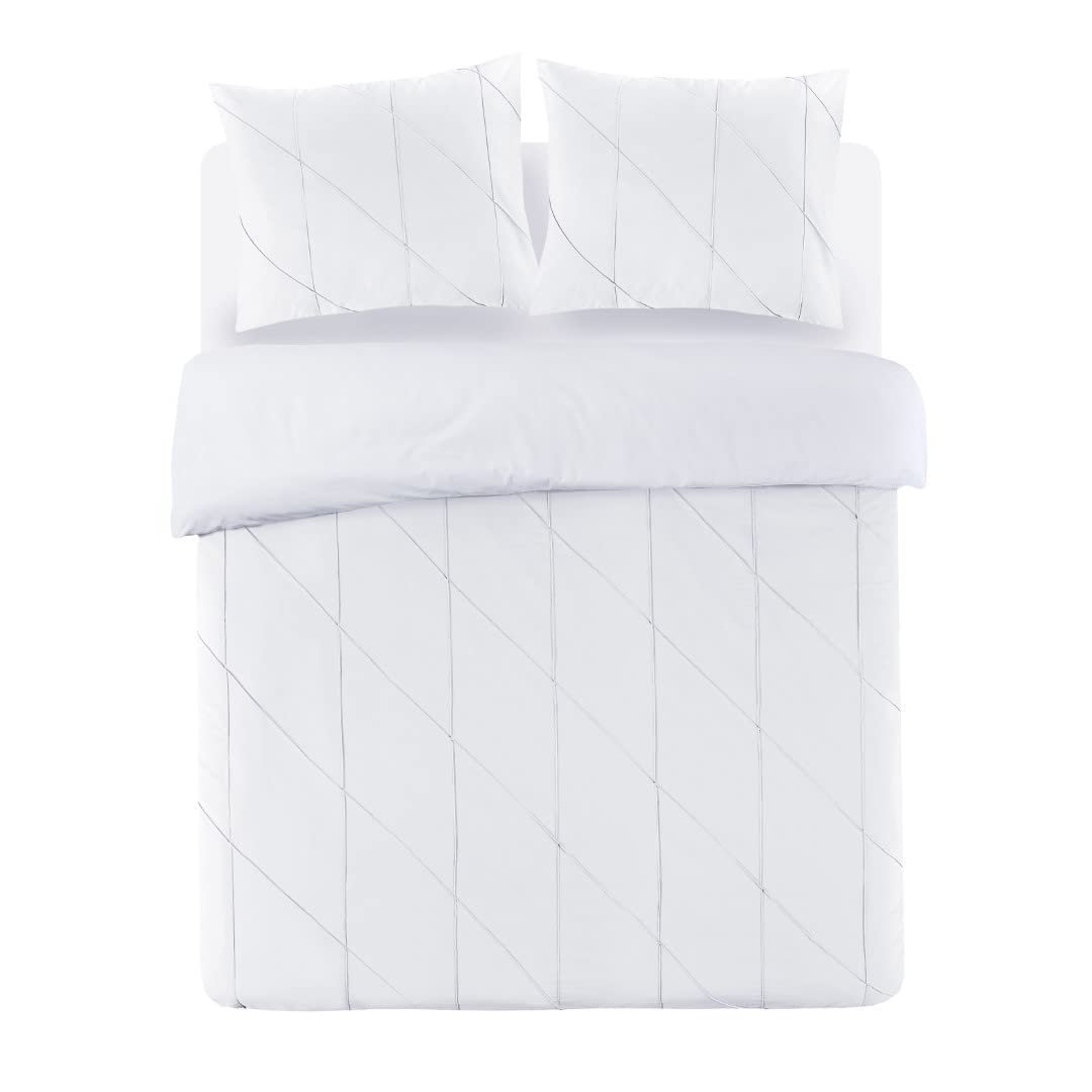 Papillon Canberra Duvet Covers, White, Cotton, 140 x 200/220 cm