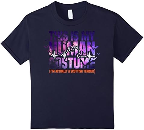 Kids My human costume Funny Scottish Terrier Halloween Shirt 12 Navy