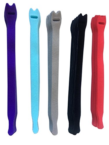 Starument Hook and Loop Cable Ties, Premium Industrial Grade and Reusable Fastening Cord Straps for Home, Office and Outdoors, 50 Piece (multi color)