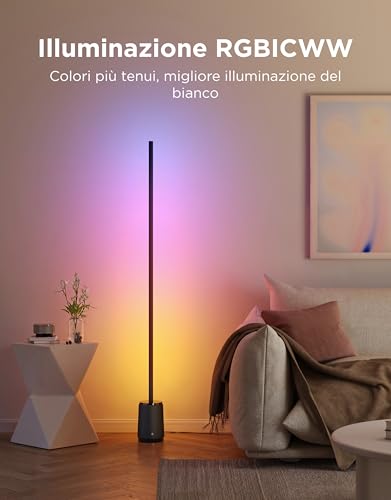 Govee RGBICWW 3 Lite Floor Lamp, 1400lm Floor Lamp Living Room and Bedroom, 152 cm Modern Floor Lamp with Music Sync, 105+ Scenes, Compatible with Alexa Matter, Black