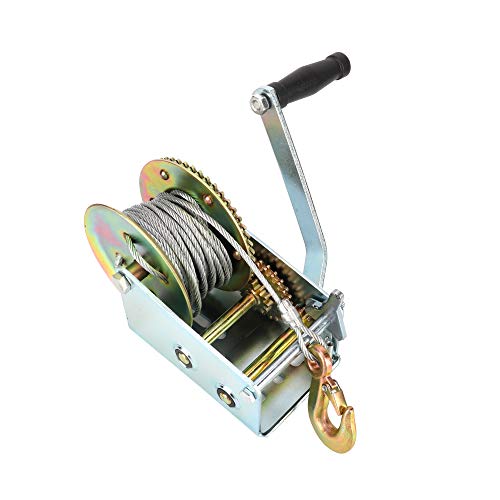 tonchean 2500lbs Capacity Boat Hand Winch, Heavy Duty Hand Crank Winch with 10m (32ft) Steel Wire Manual Trailer Winch Adjustable Crank Strap Gear Winch for ATV Boat Trailer Truck - Image 4