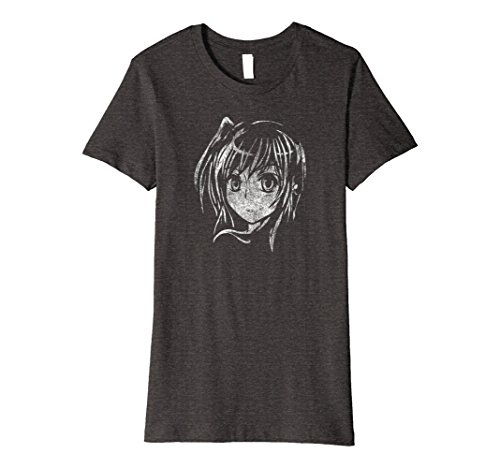 Womens Premium Distressed Vintage Japanese Anime Shirt Small Dark Heather