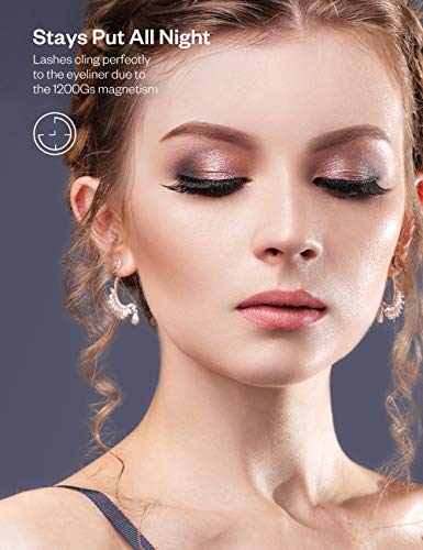 Anjou Magnetic Eyelashes and Eyeliner Kit, 3-Pair Eyelashes Set No Glue Needed, Regular Wispies & Demi Wispies with Scissors Tweezers for Natural Look/Wedding/Party