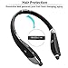 Bluetooth Headphones 5.0, Triple Foldable Wireless Neckband Headset with Retractable Earbuds Hands-Free Earphones Stereo Sound Hair Protection Belt for Cell Phones Running Cycling (14H Playtime)