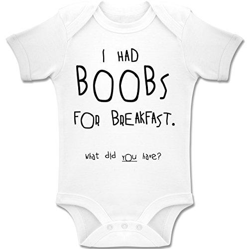 Shirtracer Strampler Motive I Had Boobs For Breakfast Lustiger Spruch Baby Baby Body Kurzarm Jungen Mädchen