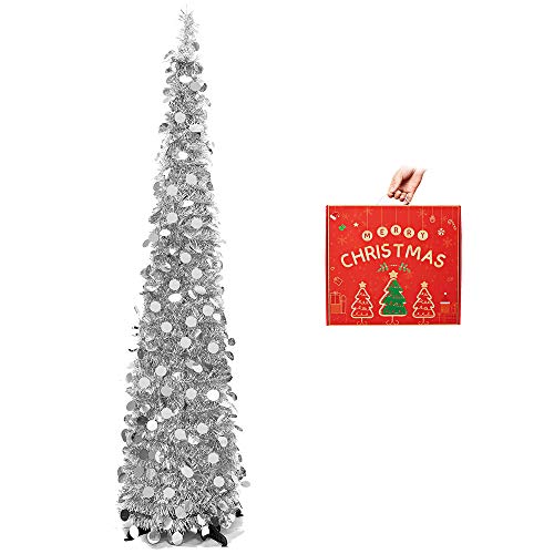 N&T NIETING Christmas Tree,5ft Collapsible Pop Up Christmas Tree Silver
