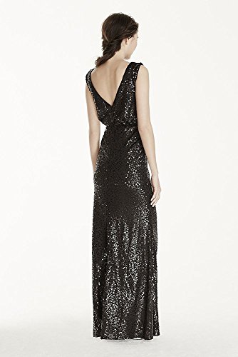 david's bridal long sequin blouson dress